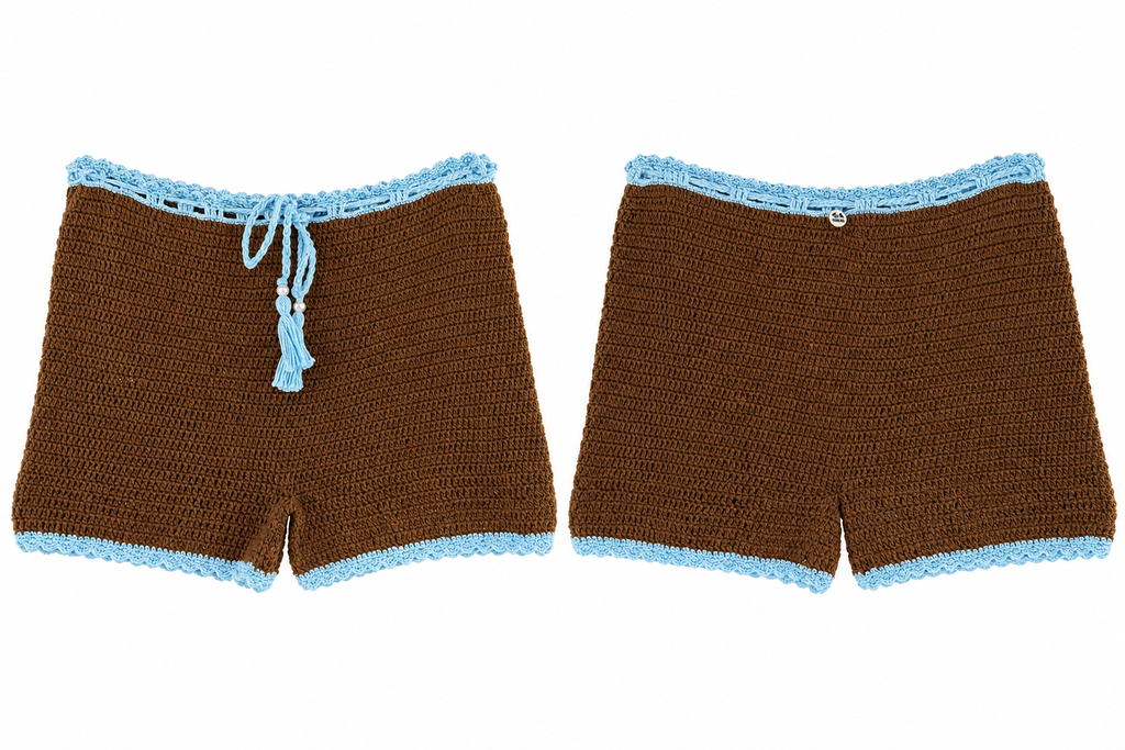 short marrom+azul Mimani
